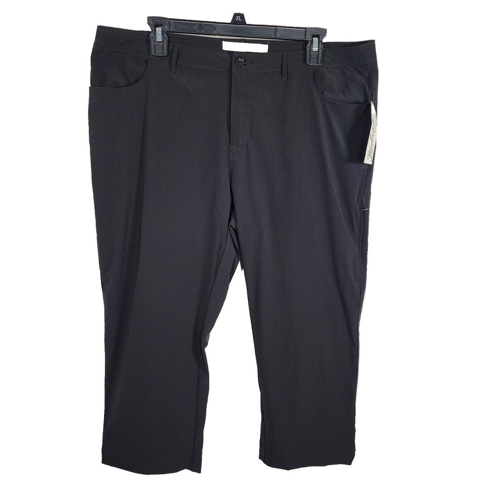 Woolrich Womens Geo Capri Pant Large Lightweight Black Nylon Stretch Hiking Camp